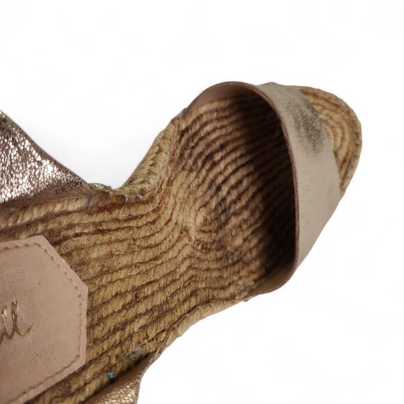 Loeffler Randall Harper Gold Metallic Leather Wedge Espadrilles 9.5B Brazil - Picture 14 of 16